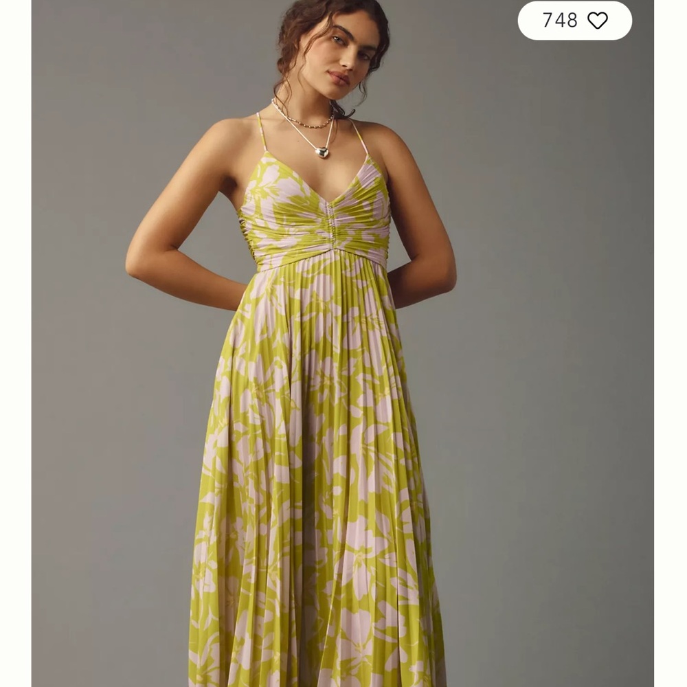 Astr Floral Print Maxi Dress in Lime Green and Pale Pink